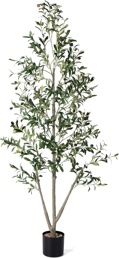 Olive Trees Artificial Indoor, 5FT Tall Faux Olive Tree with Moss and Planter, Artificial Plants Indoor with Realistic Silk Leaves and Lifelike Fruits, Fake Tree for Home Office Living Room Decor