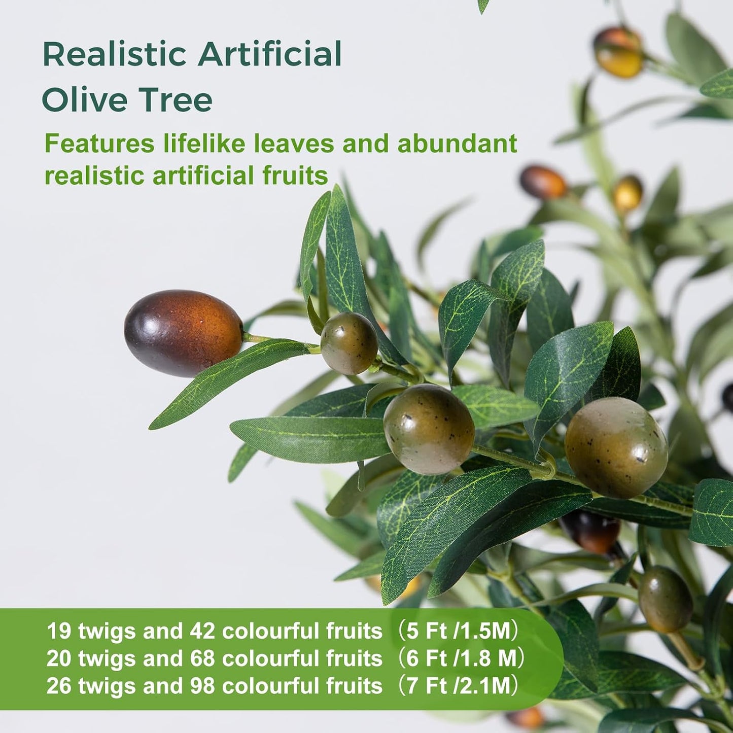 Olive Trees Artificial Indoor, 5FT Tall Faux Olive Tree with Moss and Planter, Artificial Plants Indoor with Realistic Silk Leaves and Lifelike Fruits, Fake Tree for Home Office Living Room Decor