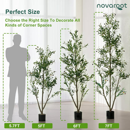 Olive Trees Artificial Indoor, 5FT Tall Faux Olive Tree with Moss and Planter, Artificial Plants Indoor with Realistic Silk Leaves and Lifelike Fruits, Fake Tree for Home Office Living Room Decor