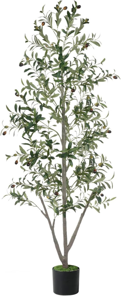 Olive Trees Artificial Indoor, 5FT Tall Faux Olive Tree with Moss and Planter, Artificial Plants Indoor with Realistic Silk Leaves and Lifelike Fruits, Fake Tree for Home Office Living Room Decor