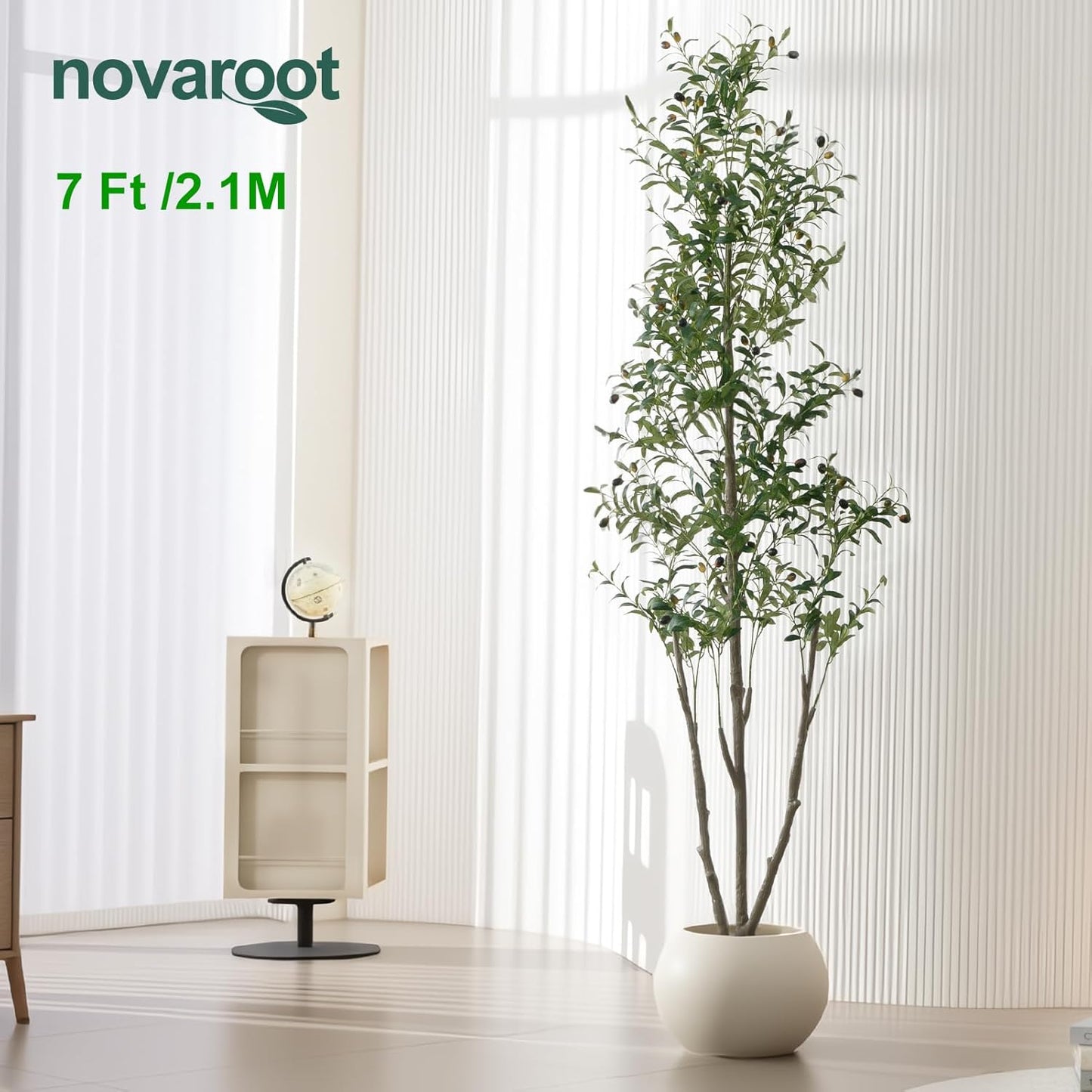 Olive Trees Artificial Indoor, 5FT Tall Faux Olive Tree with Moss and Planter, Artificial Plants Indoor with Realistic Silk Leaves and Lifelike Fruits, Fake Tree for Home Office Living Room Decor