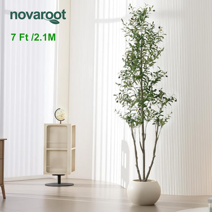 Olive Trees Artificial Indoor, 5FT Tall Faux Olive Tree with Moss and Planter, Artificial Plants Indoor with Realistic Silk Leaves and Lifelike Fruits, Fake Tree for Home Office Living Room Decor