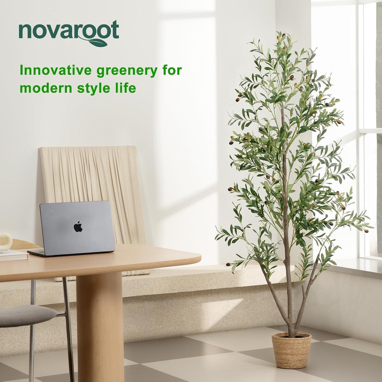 Olive Trees Artificial Indoor, 5FT Tall Faux Olive Tree with Moss and Planter, Artificial Plants Indoor with Realistic Silk Leaves and Lifelike Fruits, Fake Tree for Home Office Living Room Decor
