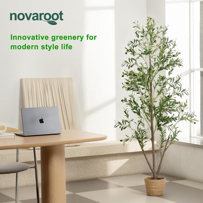 Olive Trees Artificial Indoor, 5FT Tall Faux Olive Tree with Moss and Planter, Artificial Plants Indoor with Realistic Silk Leaves and Lifelike Fruits, Fake Tree for Home Office Living Room Decor