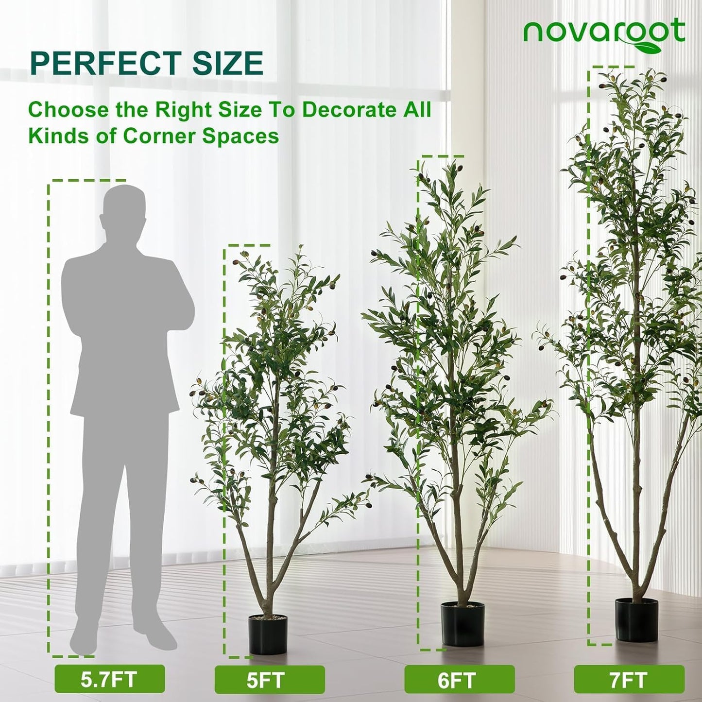 Olive Trees Artificial Indoor, 5FT Tall Faux Olive Tree with Moss and Planter, Artificial Plants Indoor with Realistic Silk Leaves and Lifelike Fruits, Fake Tree for Home Office Living Room Decor