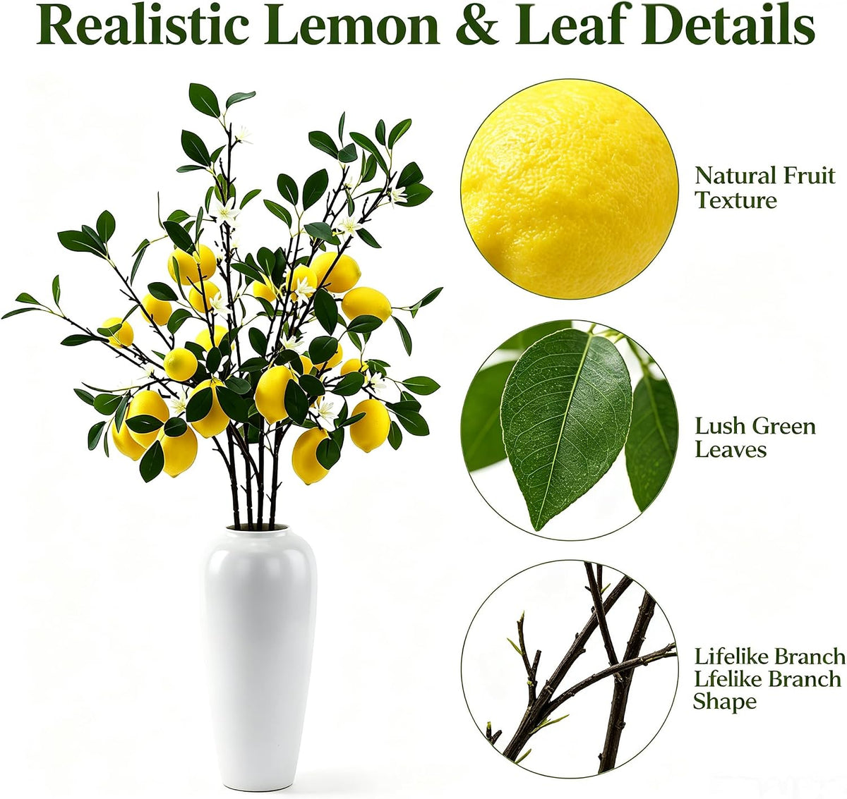 5 Pack 24 Inch Artificial Lemon Branches