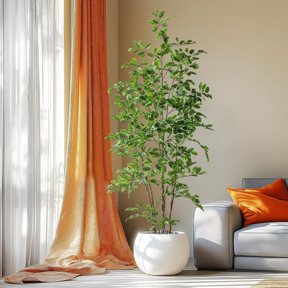 Artificial Ficus Tree Indoor 4ft, Large Potted Faux Tree with Realistic Silk Leaves & Trunk for Home Office, Living Room Corner Decor