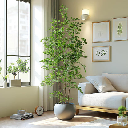 Artificial Ficus Tree Indoor 4ft, Large Potted Faux Tree with Realistic Silk Leaves & Trunk for Home Office, Living Room Corner Decor