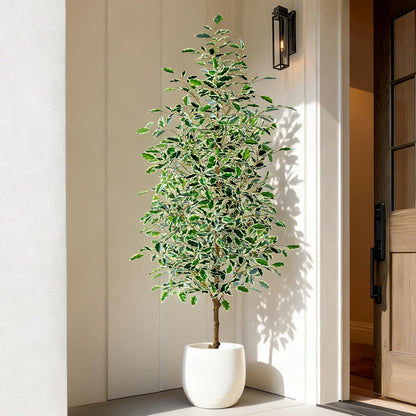 Artificial Ficus Tree Indoor 4ft, Large Potted Faux Tree with Realistic Silk Leaves & Trunk for Home Office, Living Room Corner Decor