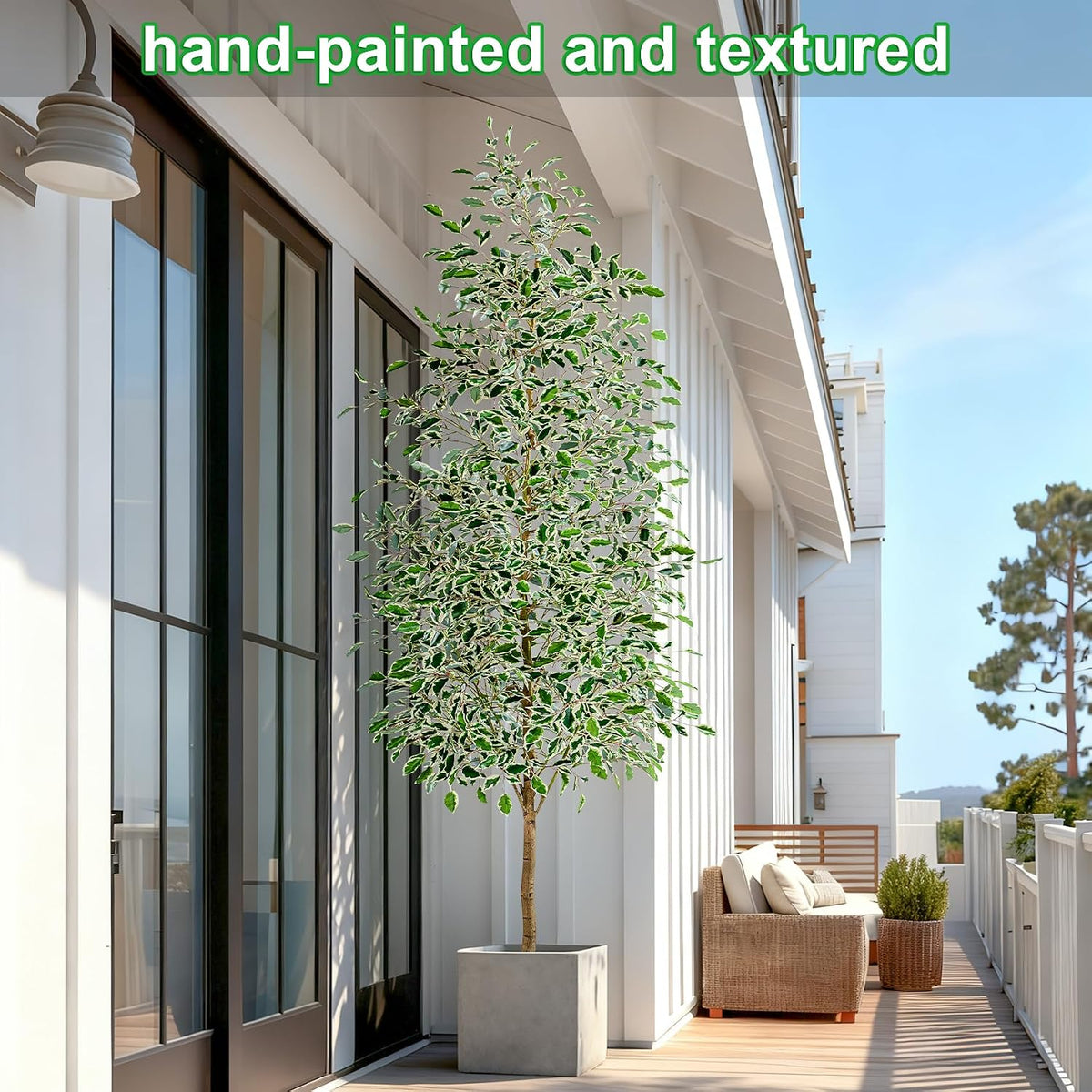 Artificial Ficus Tree Indoor 4ft, Large Potted Faux Tree with Realistic Silk Leaves & Trunk for Home Office, Living Room Corner Decor