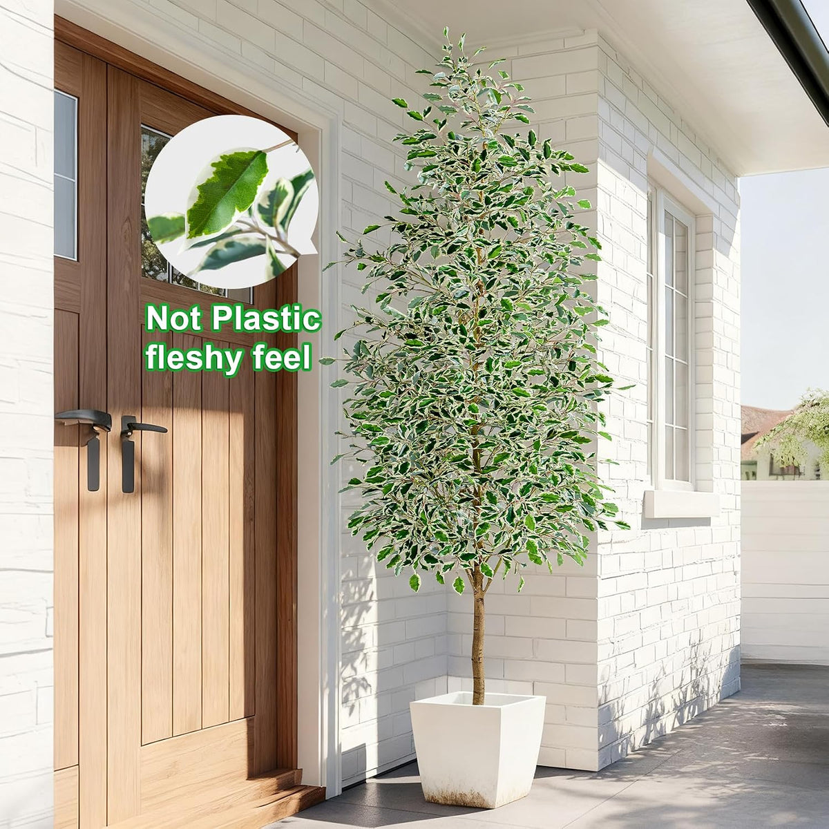 Artificial Ficus Tree Indoor 4ft, Large Potted Faux Tree with Realistic Silk Leaves & Trunk for Home Office, Living Room Corner Decor