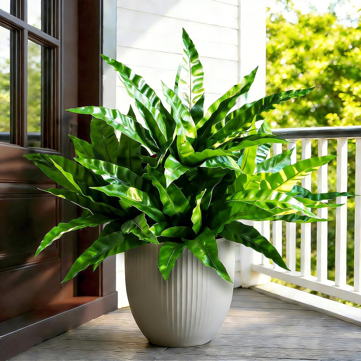 Fake Ferns,Faux Outdoor Plants UV Resistant,3D Real Touch Fake Plants Total 60 Blades,Weatherproof Artificial Plants Outdoor Indoor for Garden Porch Home Office Living Room Decor