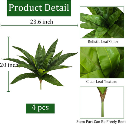 Fake Ferns,Faux Outdoor Plants UV Resistant,3D Real Touch Fake Plants Total 60 Blades,Weatherproof Artificial Plants Outdoor Indoor for Garden Porch Home Office Living Room Decor