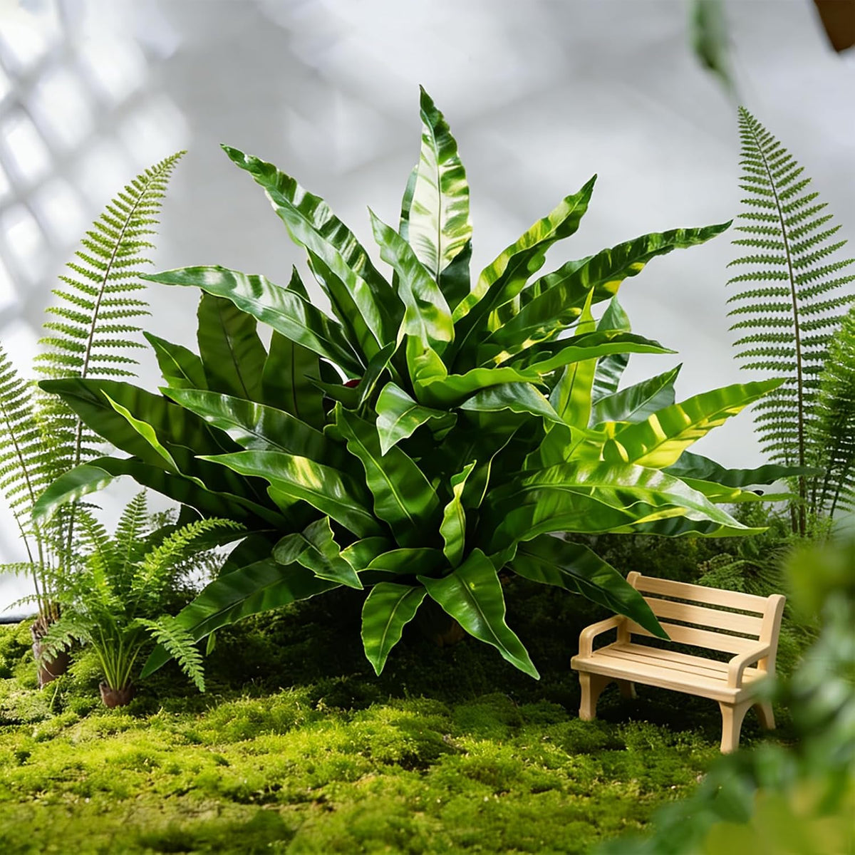 Fake Ferns,Faux Outdoor Plants UV Resistant,3D Real Touch Fake Plants Total 60 Blades,Weatherproof Artificial Plants Outdoor Indoor for Garden Porch Home Office Living Room Decor