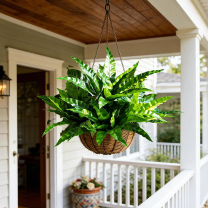 Fake Ferns,Faux Outdoor Plants UV Resistant,3D Real Touch Fake Plants Total 60 Blades,Weatherproof Artificial Plants Outdoor Indoor for Garden Porch Home Office Living Room Decor