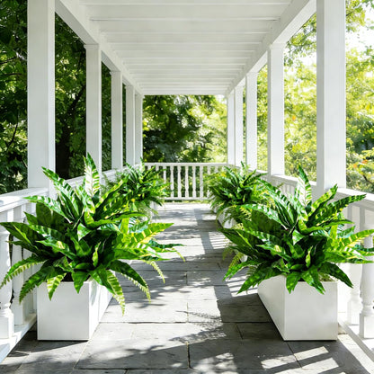 Fake Ferns,Faux Outdoor Plants UV Resistant,3D Real Touch Fake Plants Total 60 Blades,Weatherproof Artificial Plants Outdoor Indoor for Garden Porch Home Office Living Room Decor