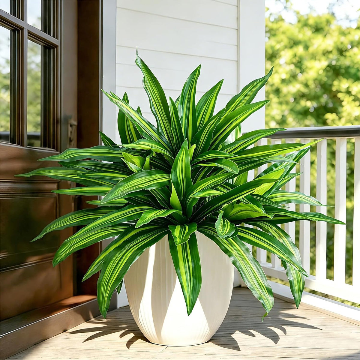 Fake Ferns,Faux Outdoor Plants UV Resistant,3D Real Touch Fake Plants Total 60 Blades,Weatherproof Artificial Plants Outdoor Indoor for Garden Porch Home Office Living Room Decor