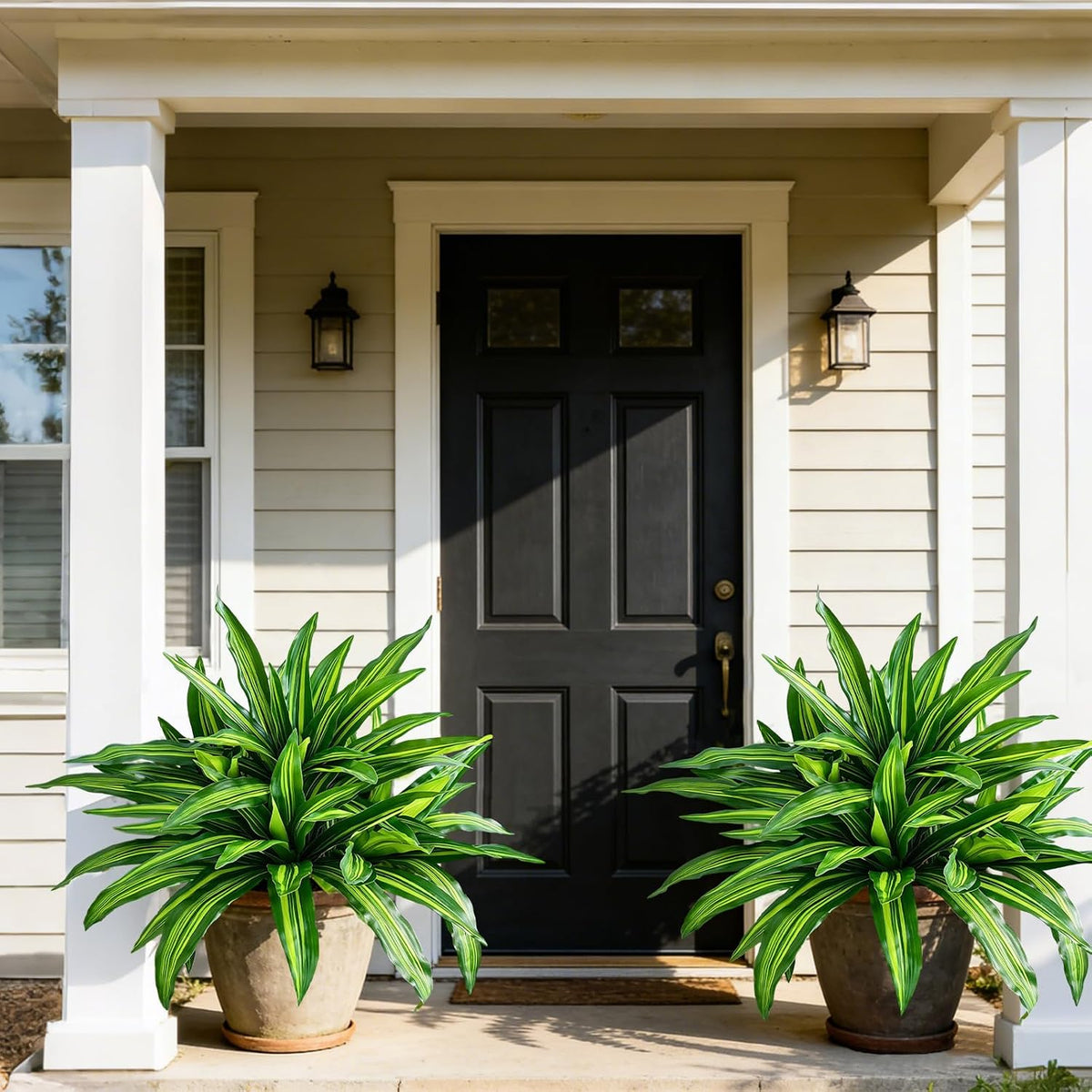 Fake Ferns,Faux Outdoor Plants UV Resistant,3D Real Touch Fake Plants Total 60 Blades,Weatherproof Artificial Plants Outdoor Indoor for Garden Porch Home Office Living Room Decor