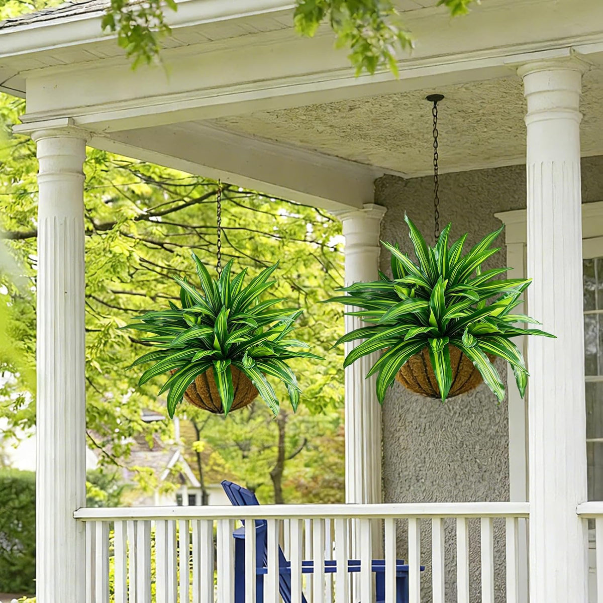 Fake Ferns,Faux Outdoor Plants UV Resistant,3D Real Touch Fake Plants Total 60 Blades,Weatherproof Artificial Plants Outdoor Indoor for Garden Porch Home Office Living Room Decor