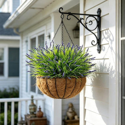 Outdoor Faux Plants, 12 Pcs Fake Plant UV Resistant Monkey Grass Lavender Flowers, Artificial Greenery Shrubs Bush for Outside Planter Patio Garden Front Porch Door Yard Spring Summer Decor, White