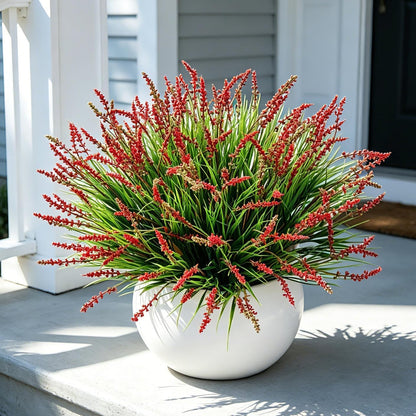 Outdoor Faux Plants, 12 Pcs Fake Plant UV Resistant Monkey Grass Lavender Flowers, Artificial Greenery Shrubs Bush for Outside Planter Patio Garden Front Porch Door Yard Spring Summer Decor, White