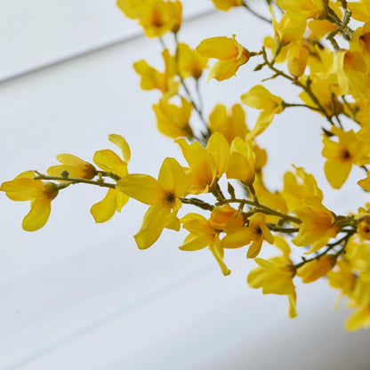Artificial Forsythia Branches, 6 Pcs Fake Faux Long Stem Flowers Yellow Silk Flowers for Wedding Home Decor Mother's Day, Spring Floral Arrangement for Centerpiece, 38 Inches