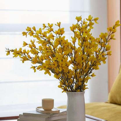 Artificial Forsythia Branches, 6 Pcs Fake Faux Long Stem Flowers Yellow Silk Flowers for Wedding Home Decor Mother's Day, Spring Floral Arrangement for Centerpiece, 38 Inches