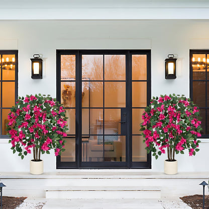35.4in Artificial Bougainvillea Floral Tree in White Pot, Hot Pink Large Silk Flower Tree Faux Potted Tree for Indoor Outdoor Home Office Garden Wedding Party Decor