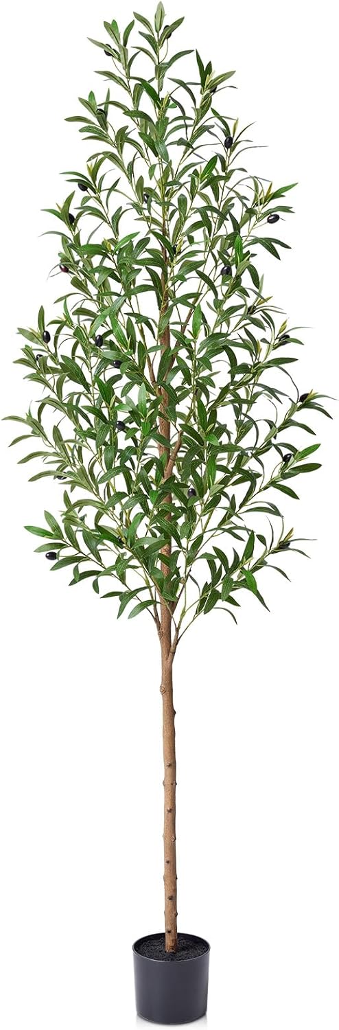 6ft Artificial Olive Tree with Real Wood Trunk