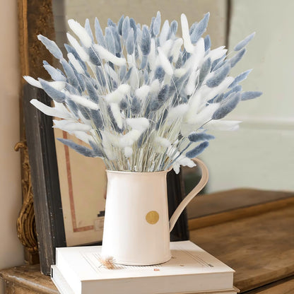 120 Pcs Dried Bunny Tails Flower Lagurus Ovatus Natural Dried Flowers Rabbit Tail Grass Dried Pampas Grass Floral Arrangement for Boho Decor Wedding Home DIY Farmhouse Table Dark Brown