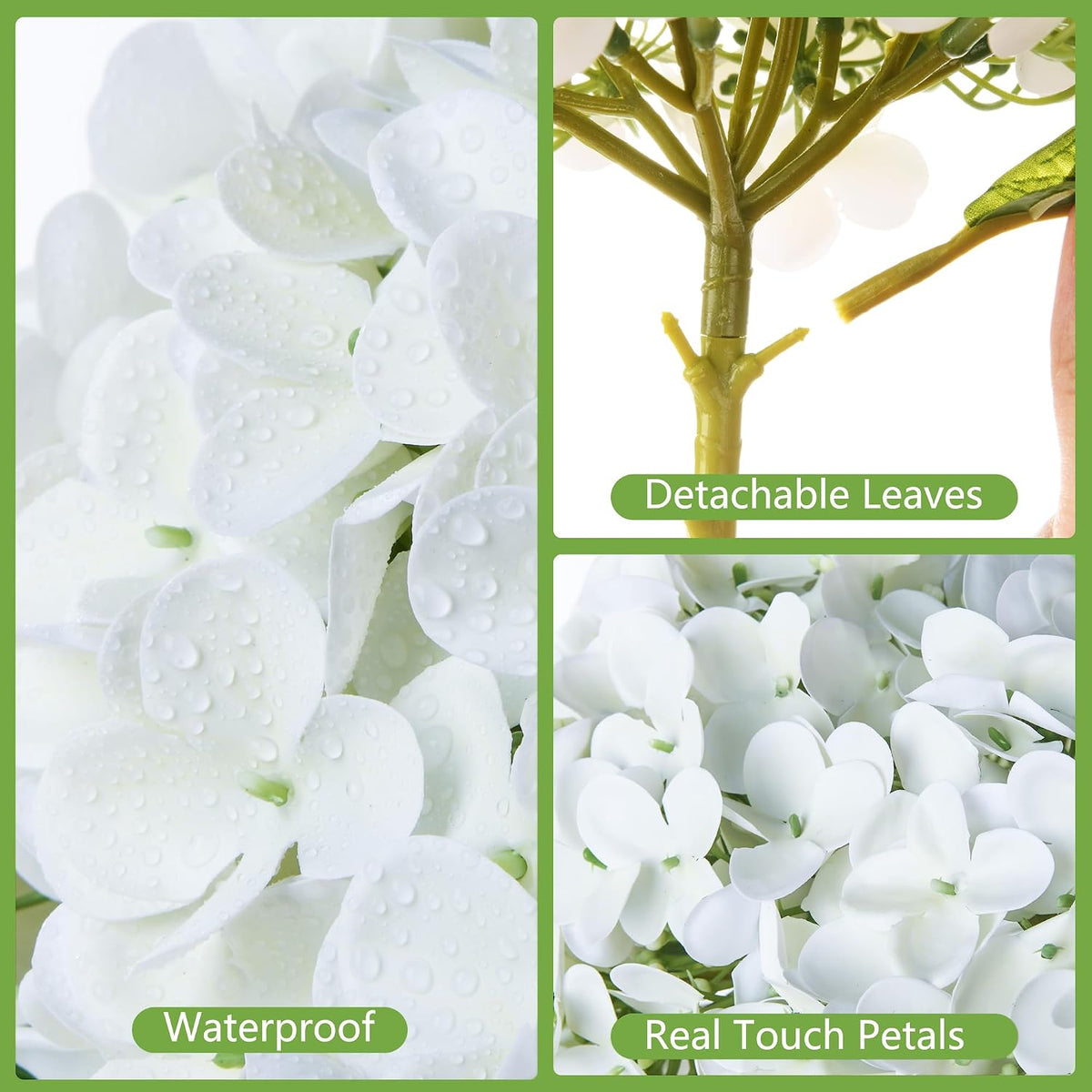 Artificial Hydrangea Flowers Arrangements in Glass Vase for Home Decoration, Faux Hydrangea Flowers for Floral Arrangements with Faux Water Wedding Bouquets Kitchen Table Centerpiece Decor