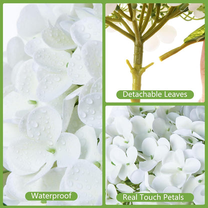 Artificial Hydrangea Flowers Arrangements in Glass Vase for Home Decoration, Faux Hydrangea Flowers for Floral Arrangements with Faux Water Wedding Bouquets Kitchen Table Centerpiece Decor