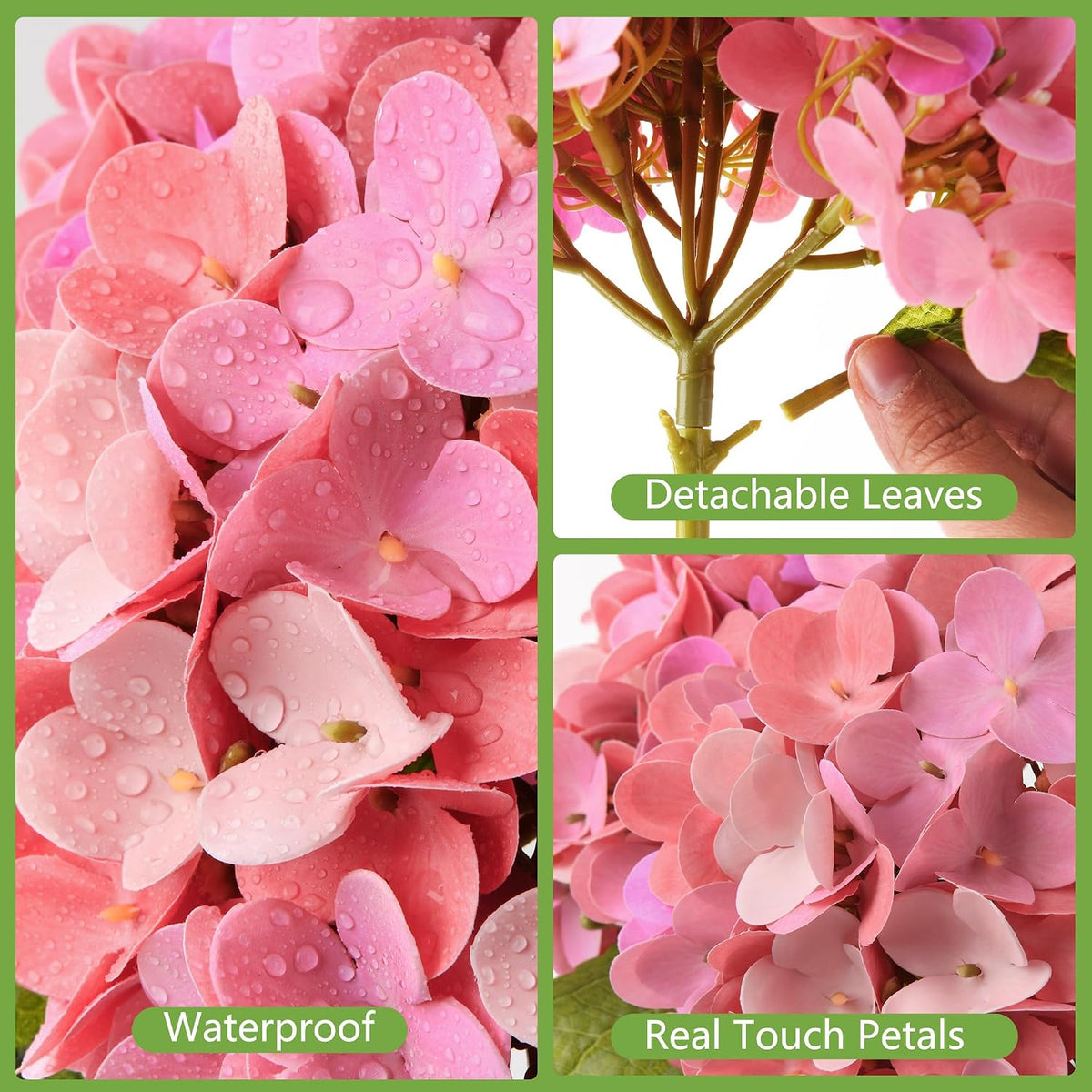 Artificial Hydrangea Flowers Arrangements in Glass Vase for Home Decoration, Faux Hydrangea Flowers for Floral Arrangements with Faux Water Wedding Bouquets Kitchen Table Centerpiece Decor