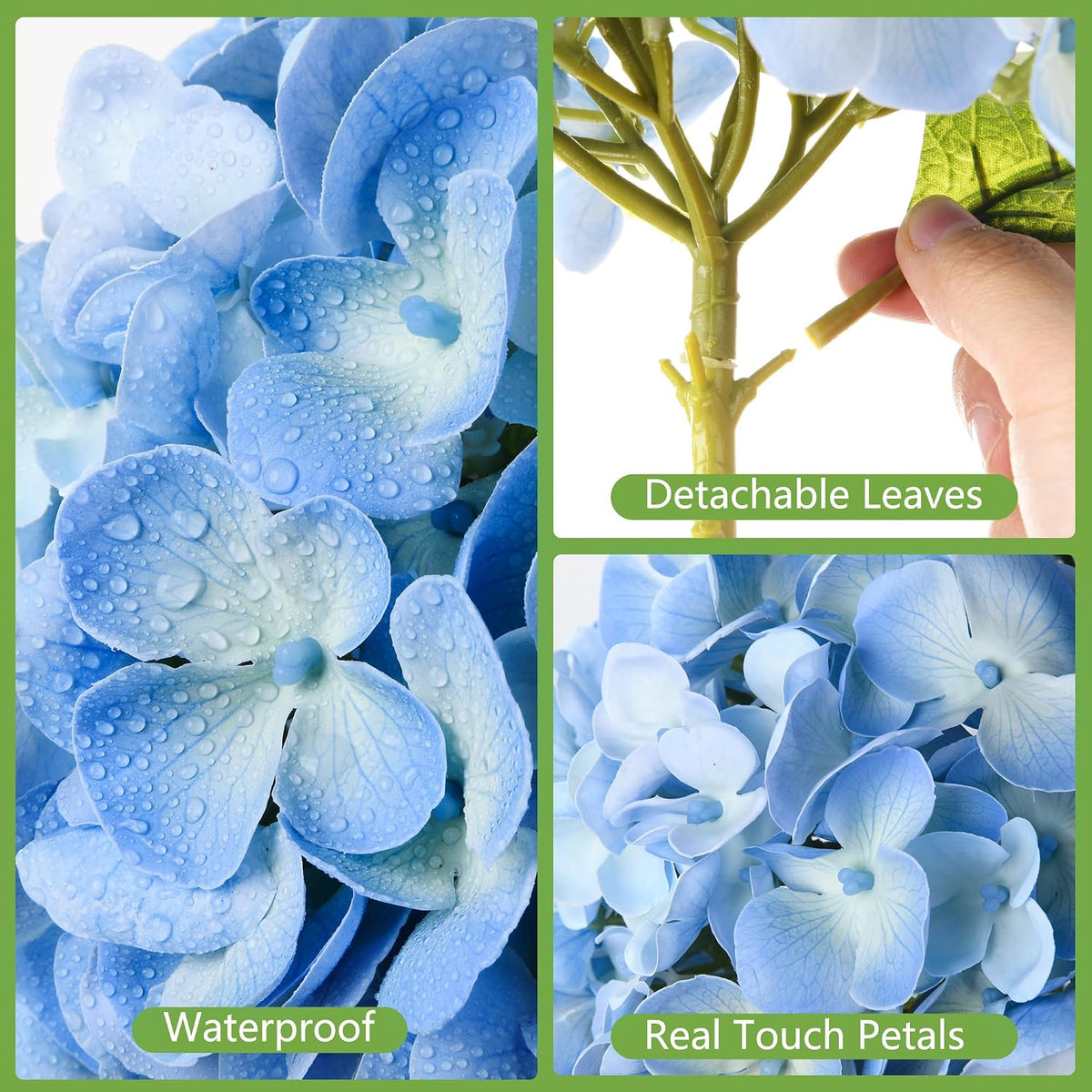 Artificial Hydrangea Flowers Arrangements in Glass Vase for Home Decoration, Faux Hydrangea Flowers for Floral Arrangements with Faux Water Wedding Bouquets Kitchen Table Centerpiece Decor
