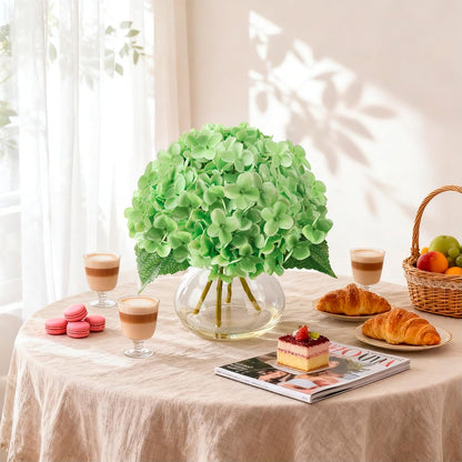 Artificial Hydrangea Flowers Arrangements in Glass Vase for Home Decoration, Faux Hydrangea Flowers for Floral Arrangements with Faux Water Wedding Bouquets Kitchen Table Centerpiece Decor