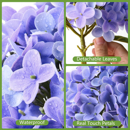Artificial Hydrangea Flowers Arrangements in Glass Vase for Home Decoration, Faux Hydrangea Flowers for Floral Arrangements with Faux Water Wedding Bouquets Kitchen Table Centerpiece Decor
