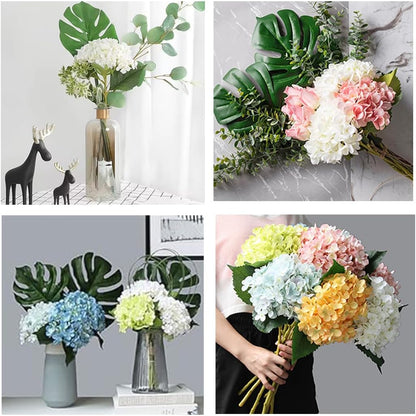 8pcs White Hydrangea Artificial Flowers 27.57" Large Realistic Single Long Stem Faux Silk Hydrangea Bouquets Flowers Arrangements Home Office Decor Wedding Centerpieces DIY
