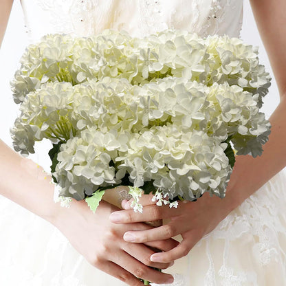 8pcs White Hydrangea Artificial Flowers 27.57" Large Realistic Single Long Stem Faux Silk Hydrangea Bouquets Flowers Arrangements Home Office Decor Wedding Centerpieces DIY