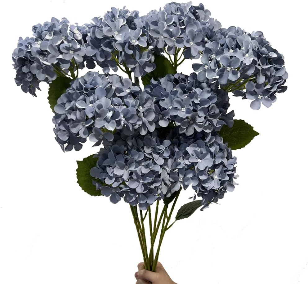 8pcs White Hydrangea Artificial Flowers 27.57" Large Realistic Single Long Stem Faux Silk Hydrangea Bouquets Flowers Arrangements Home Office Decor Wedding Centerpieces DIY
