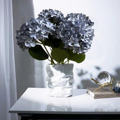 8pcs White Hydrangea Artificial Flowers 27.57" Large Realistic Single Long Stem Faux Silk Hydrangea Bouquets Flowers Arrangements Home Office Decor Wedding Centerpieces DIY