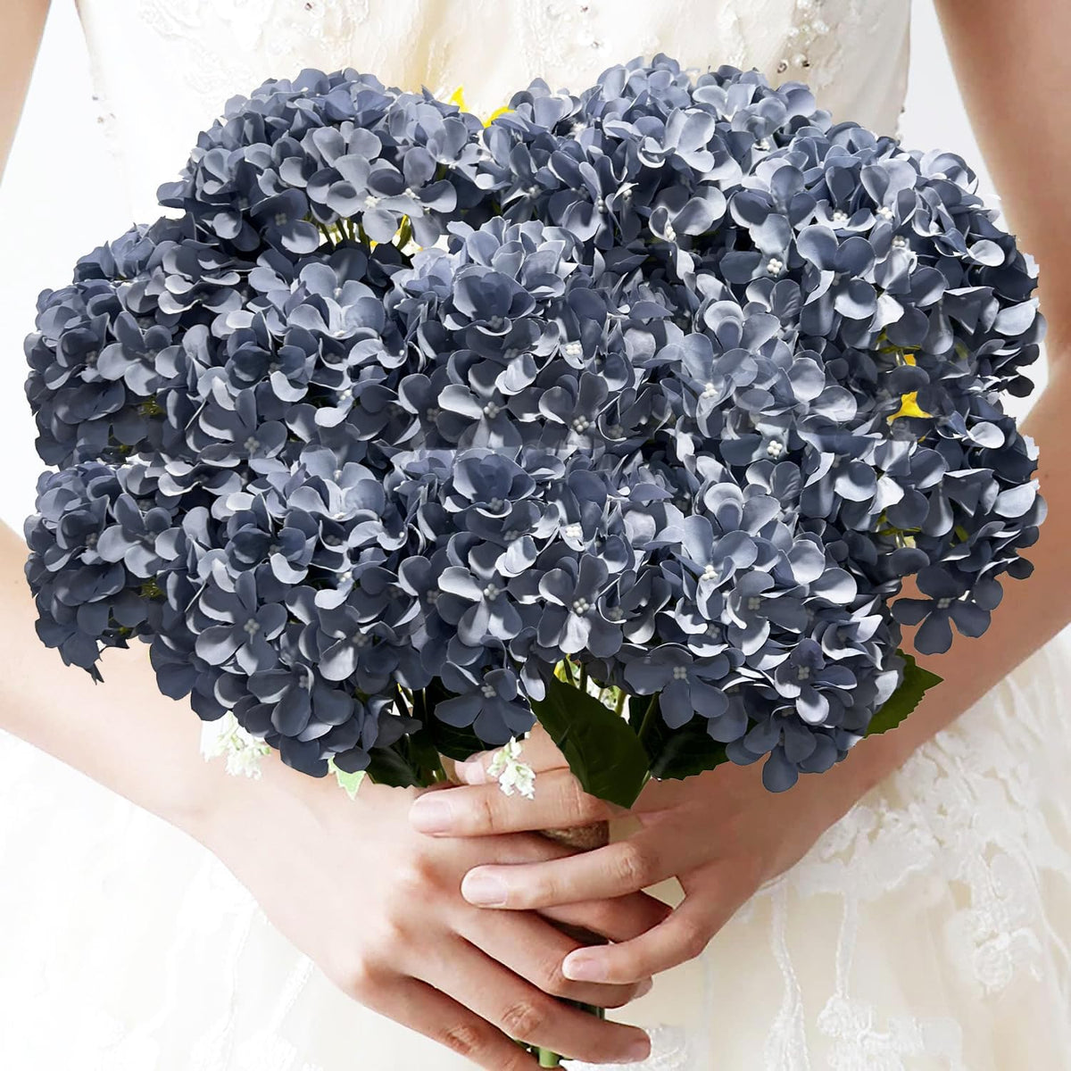 8pcs White Hydrangea Artificial Flowers 27.57" Large Realistic Single Long Stem Faux Silk Hydrangea Bouquets Flowers Arrangements Home Office Decor Wedding Centerpieces DIY