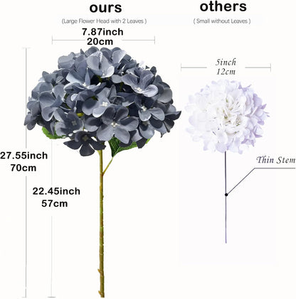 8pcs White Hydrangea Artificial Flowers 27.57" Large Realistic Single Long Stem Faux Silk Hydrangea Bouquets Flowers Arrangements Home Office Decor Wedding Centerpieces DIY