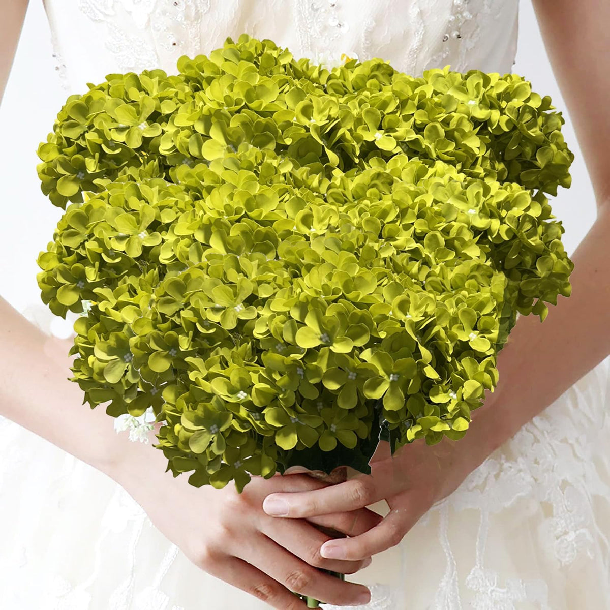 8pcs White Hydrangea Artificial Flowers 27.57" Large Realistic Single Long Stem Faux Silk Hydrangea Bouquets Flowers Arrangements Home Office Decor Wedding Centerpieces DIY