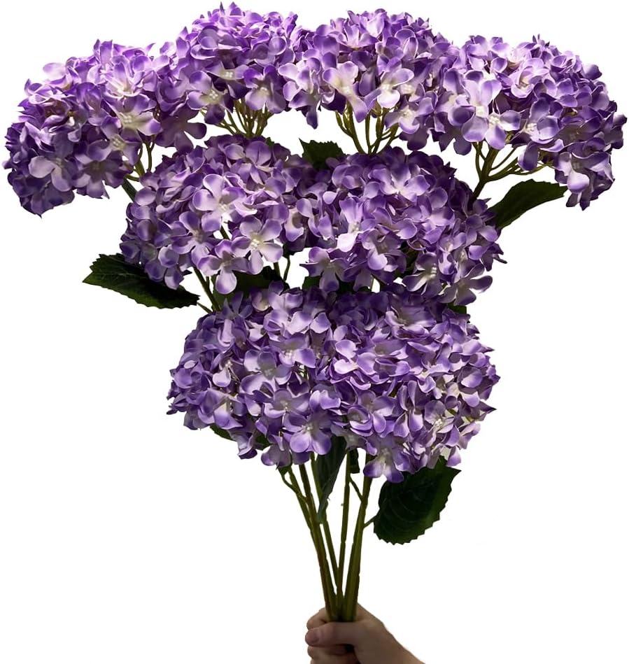 8pcs White Hydrangea Artificial Flowers 27.57" Large Realistic Single Long Stem Faux Silk Hydrangea Bouquets Flowers Arrangements Home Office Decor Wedding Centerpieces DIY