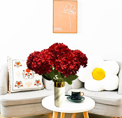 8pcs White Hydrangea Artificial Flowers 27.57" Large Realistic Single Long Stem Faux Silk Hydrangea Bouquets Flowers Arrangements Home Office Decor Wedding Centerpieces DIY