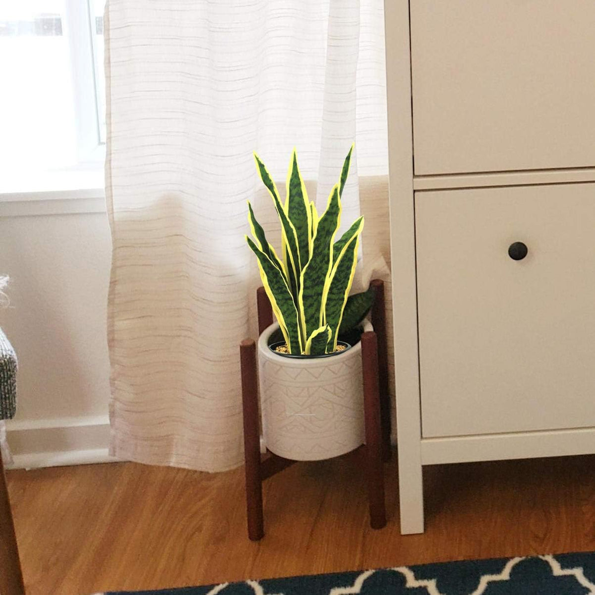 Artificial Snake Plant 22 Inch Fake Sansevieria Fake Agave Potted Plants Plastic Greenery for Home Garden Office Store Decoration 12 Leaves (Green)