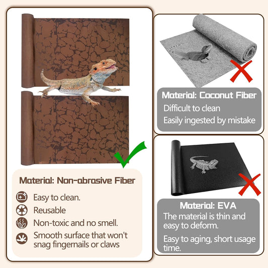 2 PCS Reptile Carpet Mat Terrarium Liner Bedding Reptile Cage Mat Supplies for Tortoise Lizard Leopard Gecko Snake Chameleon 23.6’’ x 15.7’’