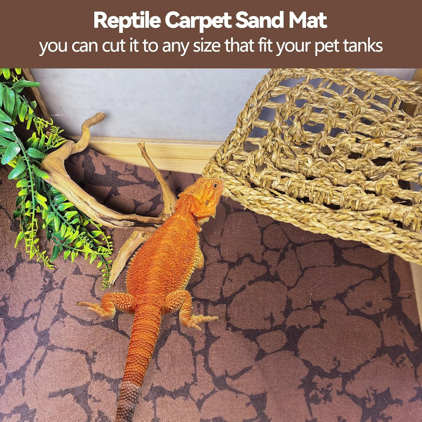 2 PCS Reptile Carpet Mat Terrarium Liner Bedding Reptile Cage Mat Supplies for Tortoise Lizard Leopard Gecko Snake Chameleon 23.6’’ x 15.7’’
