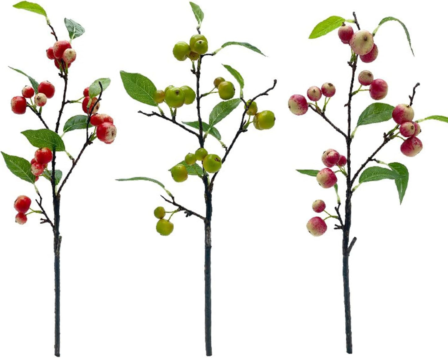 Artificial Apples Branches, Simulation Apples Branch Artificial Flower Branches, Artificial Apples Fruit Branches, Simulation Apples Fruits Stems with Green Leaves (A)