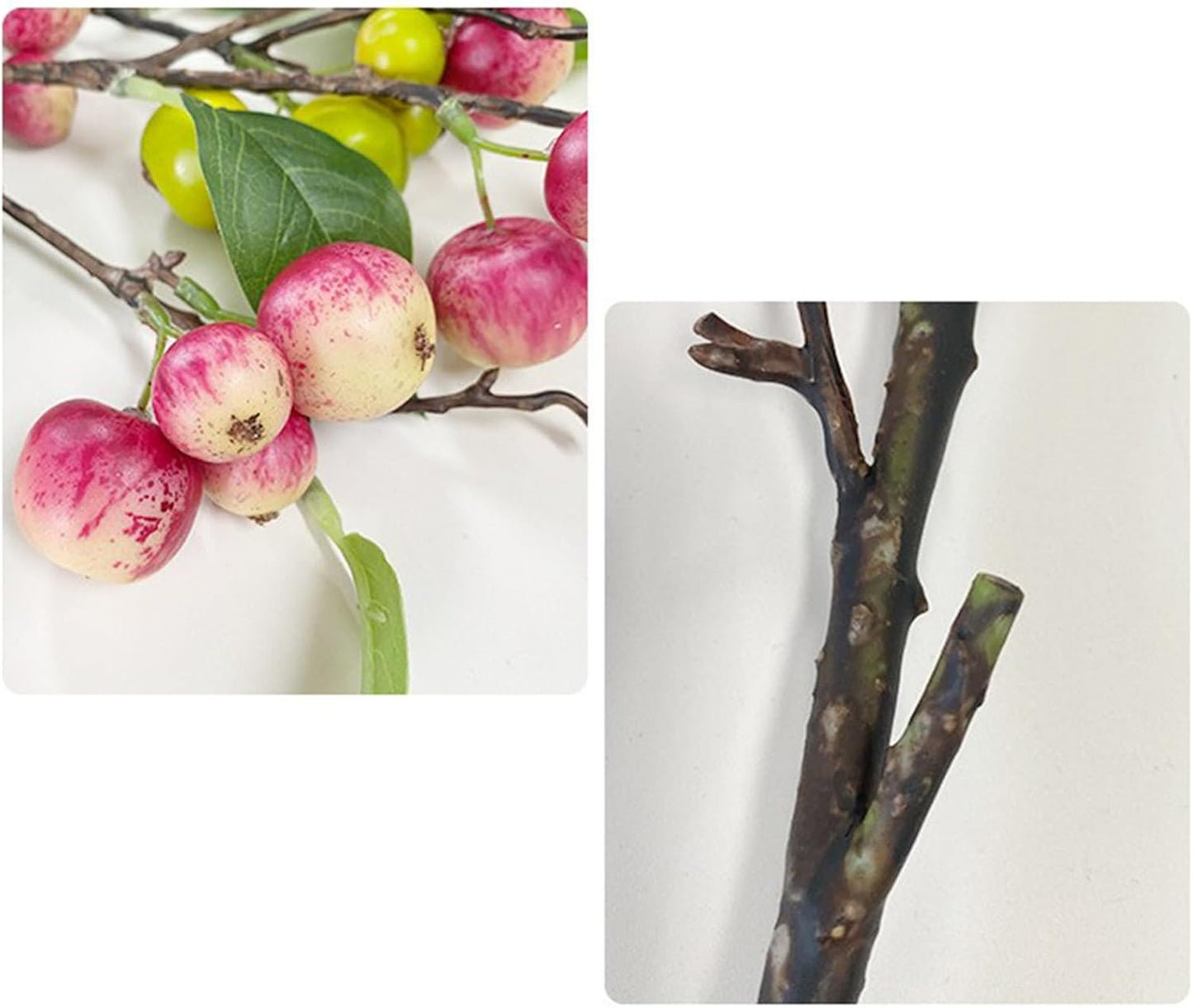 Artificial Apples Branches, Simulation Apples Branch Artificial Flower Branches, Artificial Apples Fruit Branches, Simulation Apples Fruits Stems with Green Leaves (A)